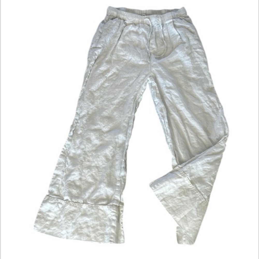 ZARA white cotton wide leg pants size medium